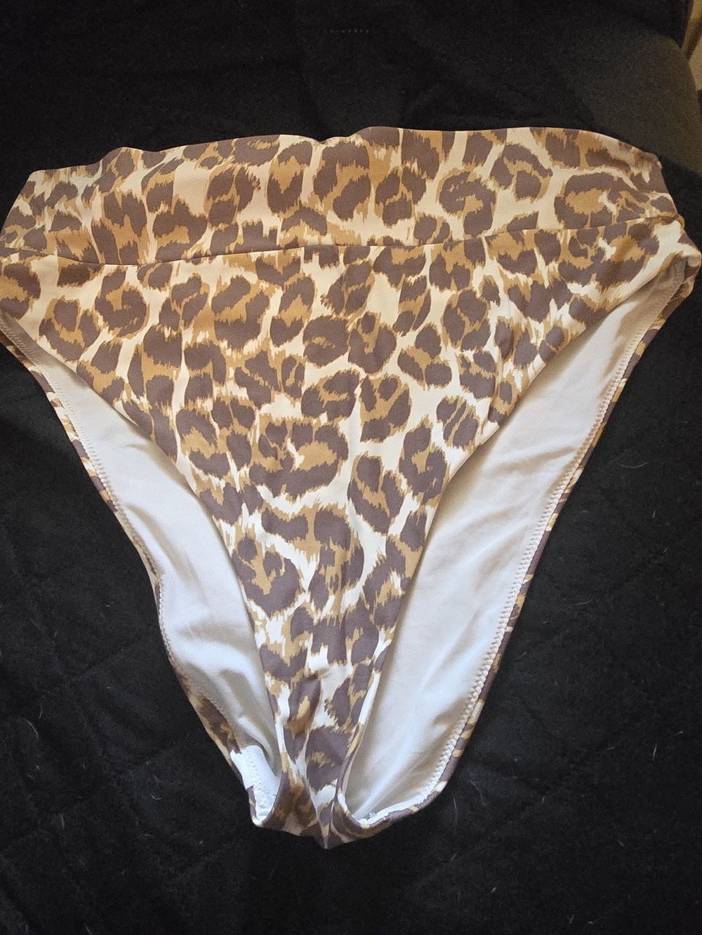 Leopard Print High-Waist Bikini Bottoms - Brown & Cream